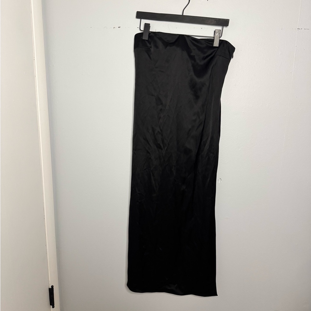 La Ligne Black Strapless Slip Dress with Slit - Picture 2 of 6